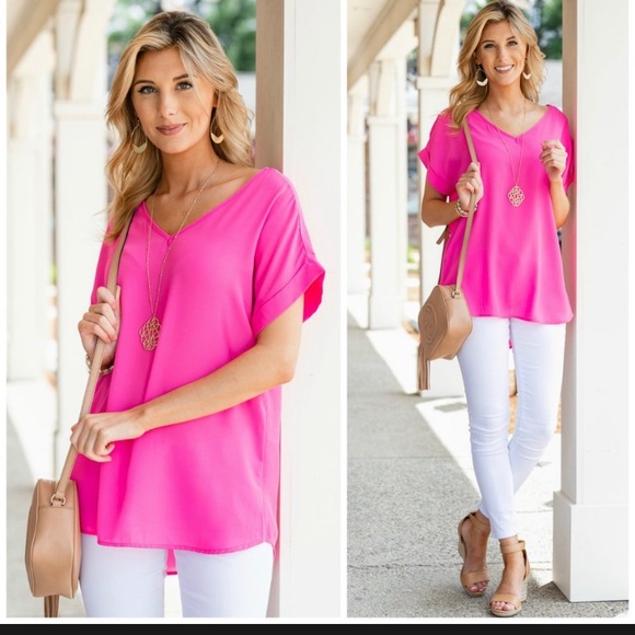 NIC & LULU Tops - NIC & LULU fuchsia pink blouse Jenny Boston